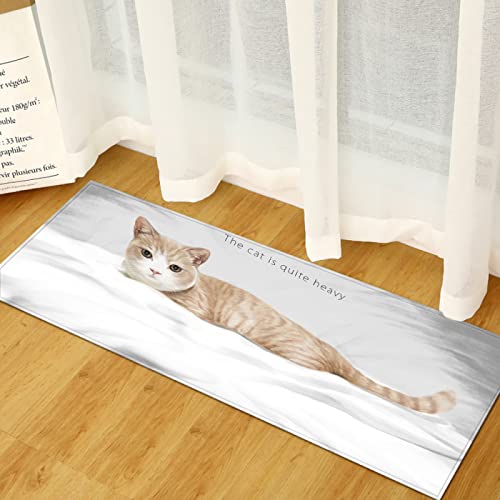 TFLABS Läufer rutschfestes Küchenmatten Gelb & Katze Barrier Teppiche mit Gummirücken saugfähig waschbarer Teppich für Flur Küche Eingang 50 x 80cm von TFLABS