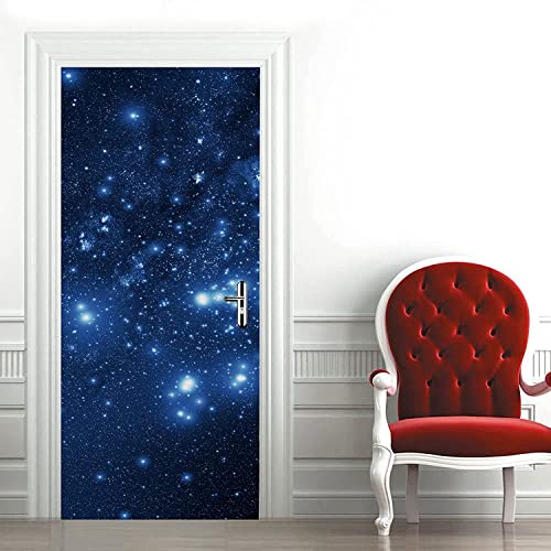 Türtapete Selbstklebend Blauer Himmel Weltraum Sterne Galaxie 80 X 200 Cm Türtapete Selbstklebend Türfolie Türposter 3D Vinyl Folie Türdeko Tapete Wandbild Türtattoo - Kinderzimmer Wohnzimmer Küche S von TFLABS