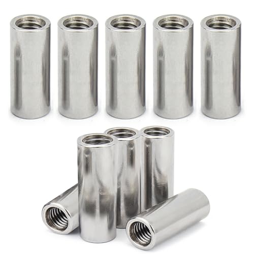 10 Stück M5 Runde Anschluss Muttern 304 Edelstahl gewindehülse metallhülsen Stangenmutter Hülse Stab Stange Bolzen Mutter Distanzhülsen Kupplungsmutter Langmuttern für Halterung (25×12mm) von TFLPUO