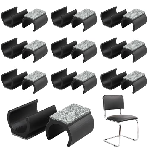 20 Stück Stuhlgleiter Freischwinger, 25 mm Filzgleiter Stuhl Gleiter Möbelgleiter mit Filz Grau Klemmschalengleiter für Schützen Schwingstühle Stühle von TFLPUO