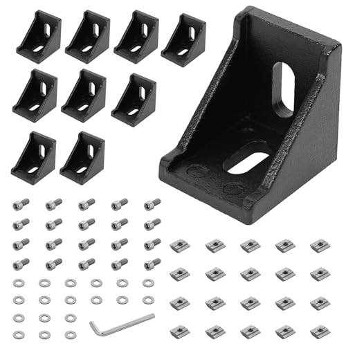 Aluwinkel 30x30, 10stk Alu Profil Winkel Befestigungsmaterial 90 Grad Aluprofil Winkelverbinder Profilverbinder für Regale CNC-Router Strebenprofil (Schwarz) von TFLPUO