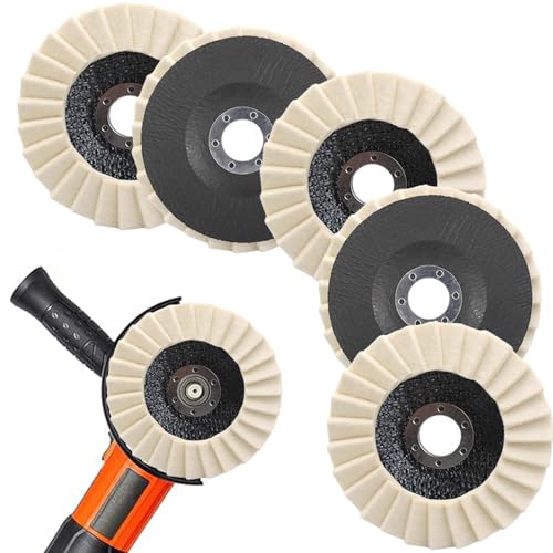 Polierscheibe aus Wolle, 125 mm, 5 Stück, Woll-Polierpads, 12,7 cm, Filz-Scheibe für Metall, Glas, Marmor von TFLPUO