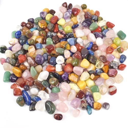 TFLPUO Edelsteine Kinder, 400g Natürliche Trommelsteine Halbedelsteine Glückssteine Kleine Bunte Steine Mix Set für Vasen Brunnen Aquarium von TFLPUO