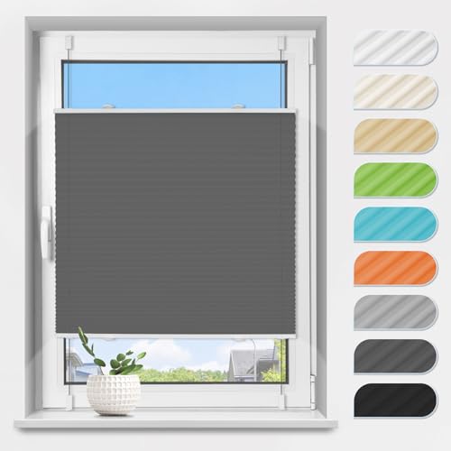 Plissee ohne Bohren Klemmfix Anthrazit B65 x H150 cm, Plissees Lichtdurchlässig und Sichtschutz Jalousie Easyfix Faltrollo mit Klemmträger Plisseerollo Sonnenschutz für Fenster & Tür Plissee ohne Bohren Klemmfix Anthrazit B65 x H150 cm, Plissees Lichtdurchlässig und Sichtschutz Jalousie Easyfix Faltrollo mit Klemmträger Plisseerollo Sonnenschutz für Fenster & Tür von TFSKY