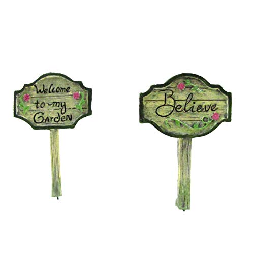 TG,LLC Treasure Gurus Mini-Schild "Welcome to My Garden", 2-teiliges Set, Feen-Zubehör, Ornament, Puppenhaus-Dekoration von TG,LLC