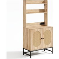 Moderner Buffet-Schrank, Rattan-Doppeltür mit Stauraum, 80x40x160.5 cm, Naturfarbeal Moderner Buffet-Schrank, Rattan-Doppeltür mit Stauraum, 80x40x160.5 cm, Naturfarbeal von TG Electrical DE