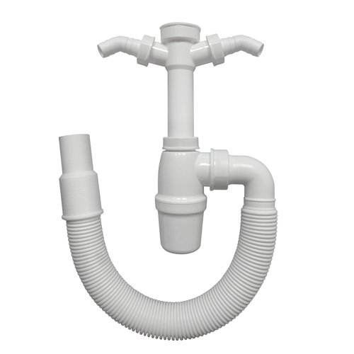 Flaschensiphon 1,5 Zoll mit flexiblem Anschlussrohr und zwei Geräteanschlüssen Flaschensiphon 1,5 Zoll mit flexiblem Anschlussrohr und zwei Geräteanschlüssen von TG Kunststoffverarbeitung