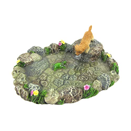 Treasure Gurus Miniatur-Teich Schildkröte Hund Fee Garten Ornament Mini Outdoor Puppenhaus Dekor Zubehör von TG