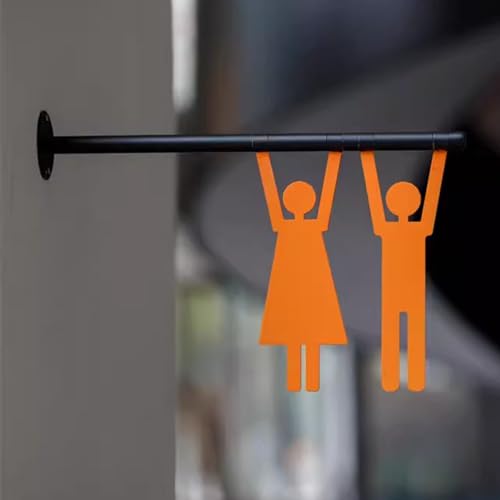 Badezimmertür, Schild „Männer & Frauen, Toilette“, Edelstahl, Schwarz & Orange, Wand- oder Türmontage, 29,6 x 19,7 cm(C) von TGDGFKIAS