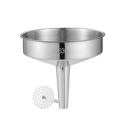 Edelstahl-Trichter, Küche mit Sieb aus lebensmittelechtem Metall for Speiseöl und Getriebeflüssigkeit, Pulver(23 * 19cm) von TGDGFKIAS