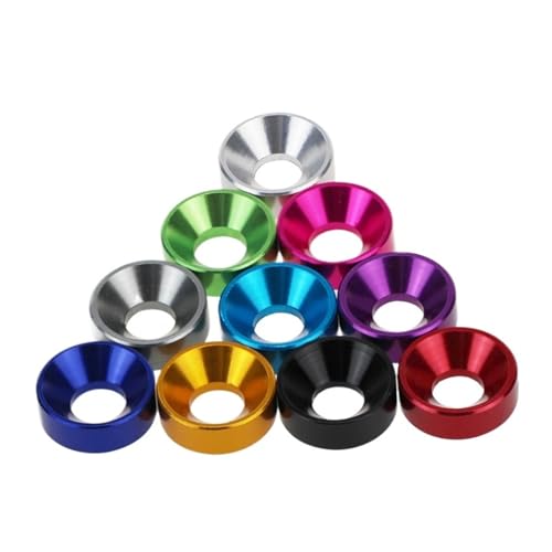 Metallische Stücke, Aluminium Senkkopf Flache Scheiben Pack Von 10 Multicolor Mehrere Größen(Gold,M2-10PCS) von TGDGFKIAS