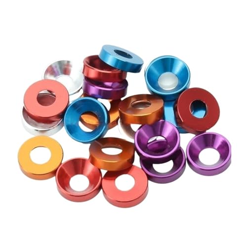 Metallische Stücke, Aluminium-Unterlegscheiben M2 M2,5 M3 M4 M5 M6 M8, mehrfarbig, 5 Stück(Dark Blue,M4) von TGDGFKIAS