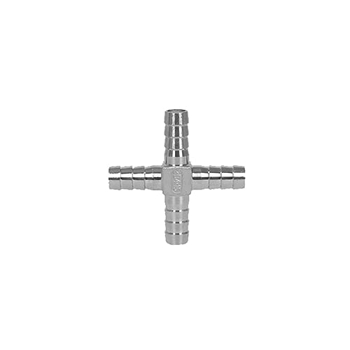 Schlauch-Kopfzubehör, Mehrere Größen 304 Edelstahl Schlauch Barb BSP Gewinde Rohr Fitting Anschluss T YL Kreuz Ellenbogen(Four Way,6mm) von TGDGFKIAS