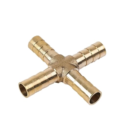 Schlauch-Kopfzubehör, Messing-Rohrverschraubung mit Widerhaken, gerader Winkel, TYX-Form, Anschluss for 6–19 mm Innendurchmesser, goldfarben(X 4 Way,16mm Barb) von TGDGFKIAS