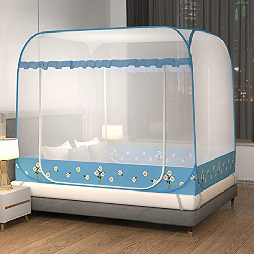 TGDGFKIAS Betten mit Moskitonetzen, Betthimmel Moskitonetz 2 Seitenöffnungen Einzelkinderbetten Multicolor(Blu) von TGDGFKIAS
