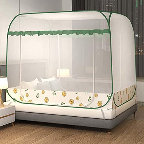 TGDGFKIAS Betten mit Moskitonetzen, Betthimmel Moskitonetz 2 Seitenöffnungen Einzelkinderbetten Multicolor(Green) von TGDGFKIAS