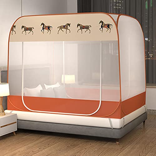 TGDGFKIAS Betten mit Moskitonetzen, Betthimmel Moskitonetz 2 Seitenöffnungen Einzelkinderbetten Multicolor(Oranje) von TGDGFKIAS
