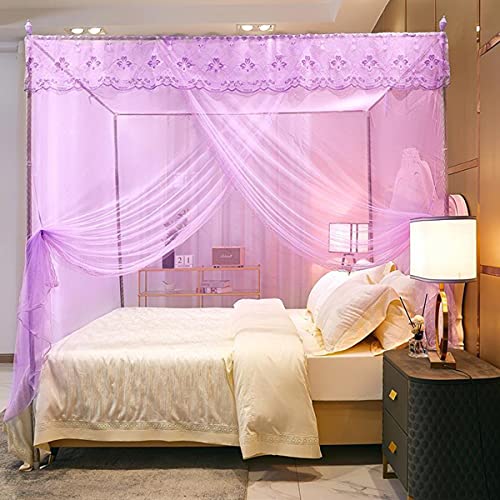 TGDGFKIAS Betten mit Moskitonetzen, Betthimmel-Moskitonetz mit 4 Eckhalterungen for das Bett, Mehrfarbig, mehrere Größen(Purple,2 * 2.2M) von TGDGFKIAS