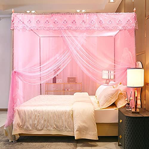 TGDGFKIAS Betten mit Moskitonetzen, Betthimmel-Moskitonetz mit 4 Eckhalterungen for das Bett, Mehrfarbig, mehrere Größen(Roze,2 * 2.2M) von TGDGFKIAS
