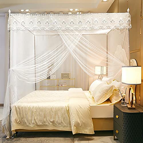 TGDGFKIAS Betten mit Moskitonetzen, Betthimmel-Moskitonetz mit 4 Eckhalterungen for das Bett, Mehrfarbig, mehrere Größen(White,2 * 2.2M) von TGDGFKIAS