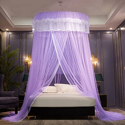 TGDGFKIAS Betten mit Moskitonetzen, Kuppel Moskitonetz Bett Zelt for Einzel Doppelbett mit hängenden Haken Reisetasche Multicolor(Purple) von TGDGFKIAS