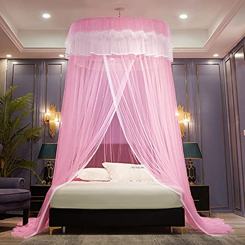 TGDGFKIAS Betten mit Moskitonetzen, Kuppel Moskitonetz Bett Zelt for Einzel Doppelbett mit hängenden Haken Reisetasche Multicolor(Roze) von TGDGFKIAS