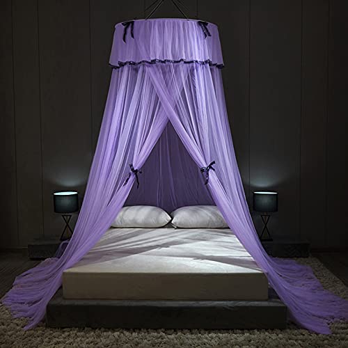 TGDGFKIAS Betten mit Moskitonetzen, Moskitonetz-Betthimmel-Netzzelt for Doppel- und Einzelbett, Mehrfarbig, mehrere Größen(Purple,1.2M) von TGDGFKIAS