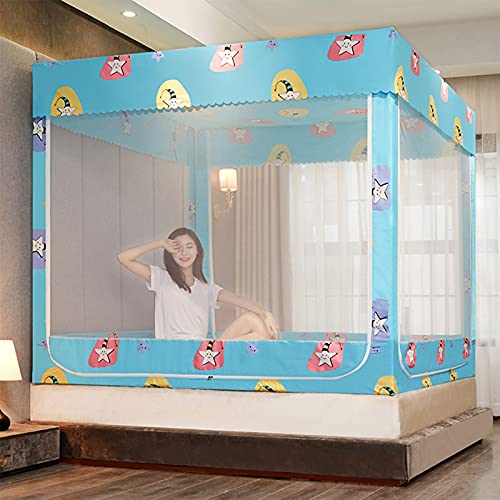 TGDGFKIAS Betten mit Moskitonetzen, Moskitonetz Zelt 3 Tür for Bett Camping Polyester Stahlrahmen Multicolor Mehrere Größen(Blu,180x200x170cm) von TGDGFKIAS