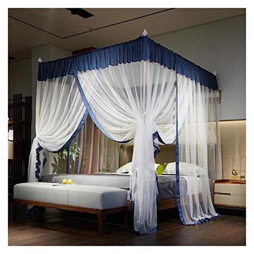 TGDGFKIAS Betten mit Moskitonetzen, Moskitonetz aus Acetat, Palast, Edelstahl, 3-türig, deckenhoch, mehrere Größen, Mehrfarbig(Blue-Gray,1.8 * 2.2m Bed) von TGDGFKIAS