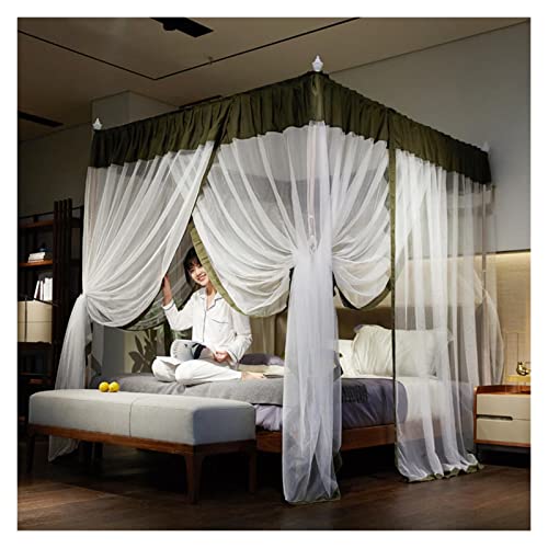 TGDGFKIAS Betten mit Moskitonetzen, Moskitonetz aus Acetat, Palast, Edelstahl, 3-türig, deckenhoch, mehrere Größen, Mehrfarbig(Green,1.8 * 2.2m Bed) von TGDGFKIAS