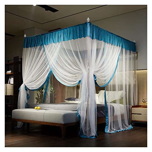TGDGFKIAS Betten mit Moskitonetzen, Moskitonetz aus Acetat, Palast, Edelstahl, 3-türig, deckenhoch, mehrere Größen, Mehrfarbig(Lake Blue,1.8 * 2.2m Bed) von TGDGFKIAS