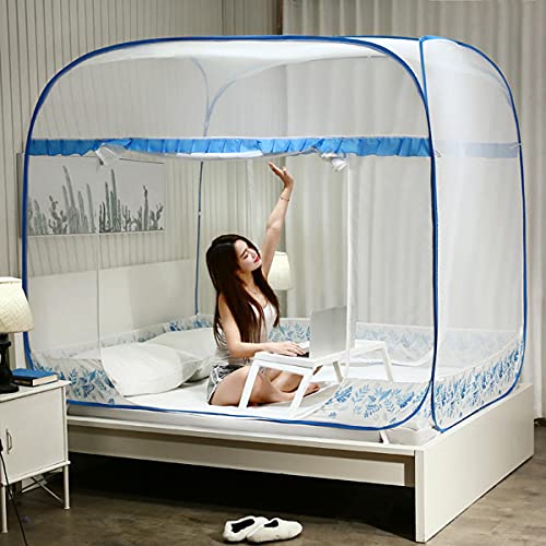 TGDGFKIAS Betten mit Moskitonetzen, Pop-Up-Moskitonetz fürs Bett, Mehrfarbig, mehrere Größen(Blu,1.8x2M) von TGDGFKIAS