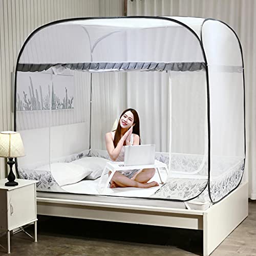 TGDGFKIAS Betten mit Moskitonetzen, Pop-Up-Moskitonetz fürs Bett, Mehrfarbig, mehrere Größen(Grijs,1.8x2M) von TGDGFKIAS