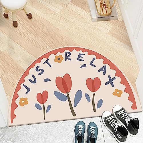 TGDGFKIAS Halbkreisförmiger Teppich, Halbkreis Teppich vorne personalisierte Fußmatten Eingangstür Willkommen Innenmatten for Hintertür(Blue Leaf 3,120 x 80 cm (Rectangular)) von TGDGFKIAS