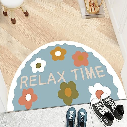 TGDGFKIAS Halbkreisförmiger Teppich, Halbkreis Teppich vorne personalisierte Fußmatten Eingangstür Willkommen Innenmatten for Hintertür(Blue Relax,80 x 50 cm (Rectangular)) von TGDGFKIAS