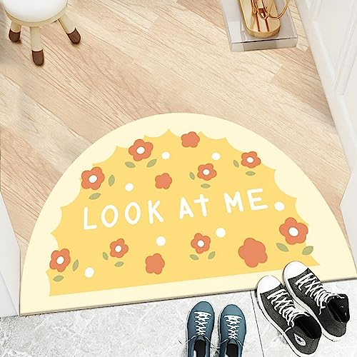 TGDGFKIAS Halbkreisförmiger Teppich, Halbkreis Teppich vorne personalisierte Fußmatten Eingangstür Willkommen Innenmatten for Hintertür(Safflower 3,80 x 50 cm (Rectangular)) von TGDGFKIAS