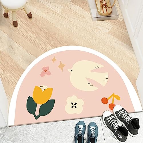 TGDGFKIAS Halbkreisförmiger Teppich, Halbkreis Teppich vorne personalisierte Fußmatten Eingangstür Willkommen Innenmatten for Hintertür(White Bird 3,120 x 80 cm (Rectangular)) von TGDGFKIAS