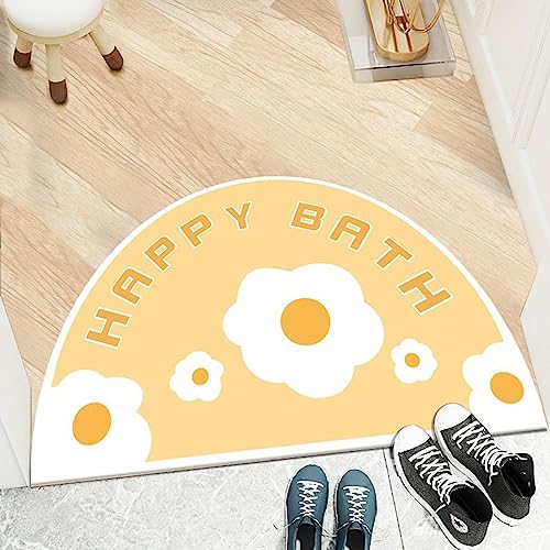 TGDGFKIAS Halbkreisförmiger Teppich, Halbkreis Teppich vorne personalisierte Fußmatten Eingangstür Willkommen Innenmatten for Hintertür(Yellow Eggs,60 x 40 cm (Rectangular)) von TGDGFKIAS
