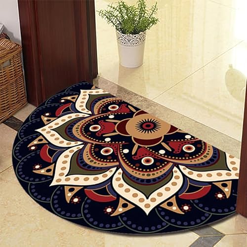 TGDGFKIAS Halbkreisförmiger Teppich, Halbrunde Fußmatte for den Innenbereich, waschbar, halbkreisförmiger Teppich(Black 1210 16 Models,100cm X 180cm) von TGDGFKIAS