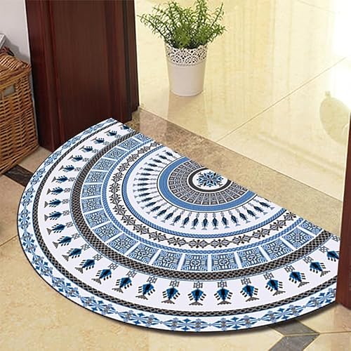 TGDGFKIAS Halbkreisförmiger Teppich, Halbrunde Fußmatte for den Innenbereich, waschbar, halbkreisförmiger Teppich(Blue 625 23 Models,60cm X 100cm) von TGDGFKIAS