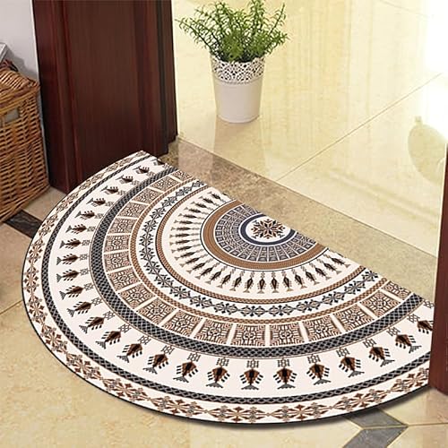 TGDGFKIAS Halbkreisförmiger Teppich, Halbrunde Fußmatte for den Innenbereich, waschbar, halbkreisförmiger Teppich(Brown 625 25 Models,100cm X 180cm) von TGDGFKIAS