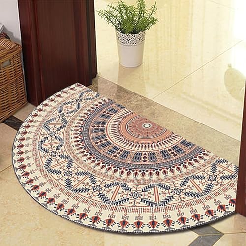 TGDGFKIAS Halbkreisförmiger Teppich, Halbrunde Fußmatte for den Innenbereich, waschbar, halbkreisförmiger Teppich(Brown 892 28 Models,100cm X 180cm) von TGDGFKIAS