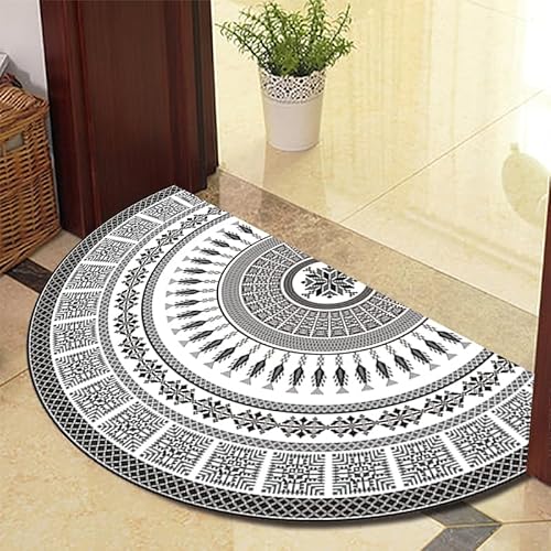TGDGFKIAS Halbkreisförmiger Teppich, Halbrunde Fußmatte for den Innenbereich, waschbar, halbkreisförmiger Teppich(Grey 625 16 Models,60cm X 110cm) von TGDGFKIAS