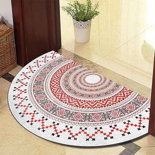 TGDGFKIAS Halbkreisförmiger Teppich, Halbrunde Fußmatte for den Innenbereich, waschbar, halbkreisförmiger Teppich(Red 1210 5 Models,80cm X 130cm) von TGDGFKIAS