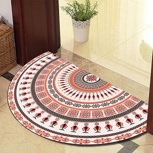 TGDGFKIAS Halbkreisförmiger Teppich, Halbrunde Fußmatte for den Innenbereich, waschbar, halbkreisförmiger Teppich(Red 625 1 Model,80cm X 160cm) von TGDGFKIAS