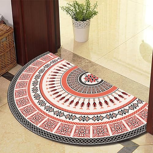 TGDGFKIAS Halbkreisförmiger Teppich, Halbrunde Fußmatte for den Innenbereich, waschbar, halbkreisförmiger Teppich(Red 625 19 Models,60cm X 100cm) von TGDGFKIAS