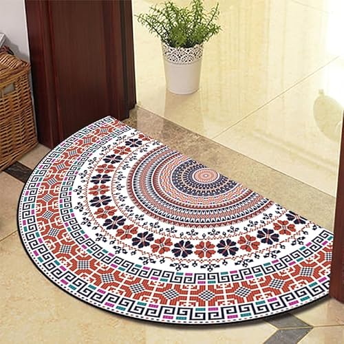 TGDGFKIAS Halbkreisförmiger Teppich, Halbrunde Fußmatte for den Innenbereich, waschbar, halbkreisförmiger Teppich(Red 892 5 Models,60cm X 110cm) von TGDGFKIAS