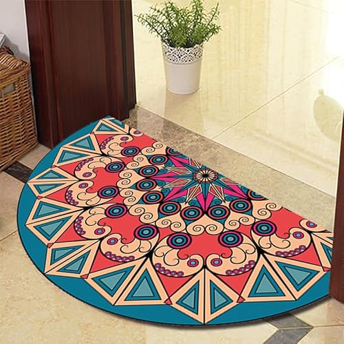 TGDGFKIAS Halbkreisförmiger Teppich, Halbrunde Fußmatte for den Innenbereich, waschbar, halbkreisförmiger Teppich(Red Blue 1021 1 Model,120cm X 180cm) von TGDGFKIAS