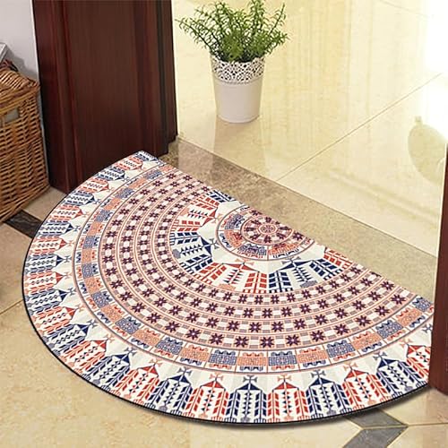 TGDGFKIAS Halbkreisförmiger Teppich, Halbrunde Fußmatte for den Innenbereich, waschbar, halbkreisförmiger Teppich(Red Blue 892 26 Models,50cm X 80cm) von TGDGFKIAS