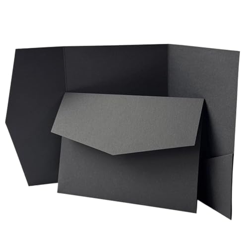 TGDGFKIAS Hochzeits-Einladungen, DIY Custom Blank Pocketfold Hochzeitseinladungen mit Umschlägen Multicolor Packung mit 20–25 Stück(Black,25pcs) von TGDGFKIAS